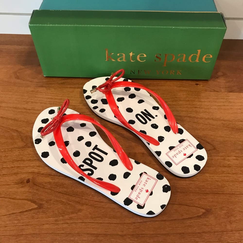 KATE SPADE Nova Spot On Bow Rubber Flip Flops - Picture 2 of 4